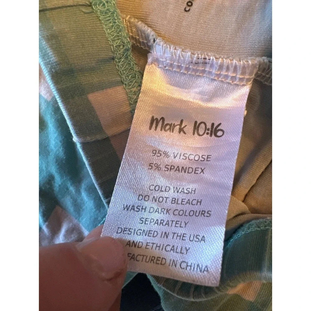 Made By Molly 2T Toddler Pajama Set Button Front Viscose/Spandex Green Checkered